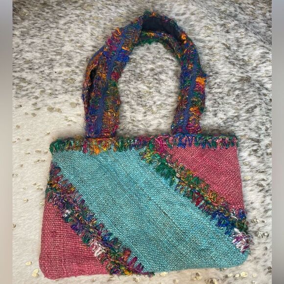 5 for $25🔥Multicolor Boho Fringe Hemp/Silk Blend Purse - Picture 3 of 6